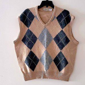 L.L.Bean 100% lambs wool argyle sweater vest